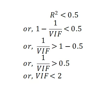 Variance Inflation Factor is Less than 2