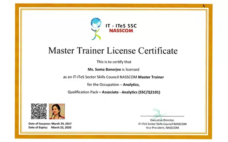 Certified Nasscom Master Trainer on Data Science