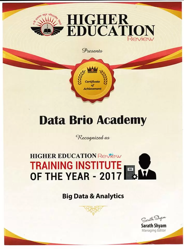 Best Big Data & Analytics Training Institute of India 2017